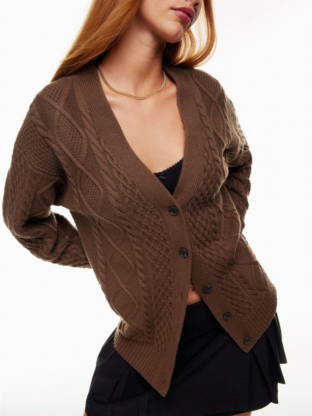 041 Aritzia Sunday Best Lamora Cardigan in Cognac Brown